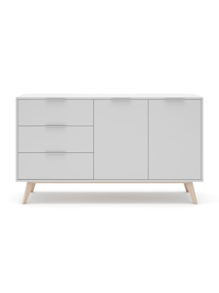 Sideboard mit Türen CAMPUS in Weiß - (W)140 x (H)81 x (L)40 cm