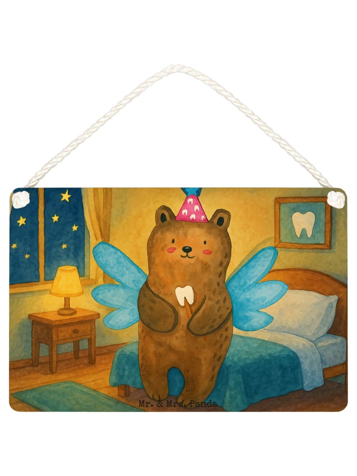 Schild Bär Zahnfee Design ohne Spruch in Weiß