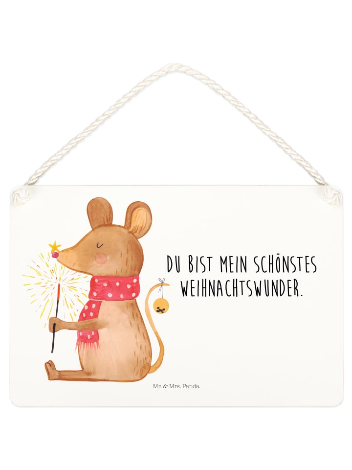 Deko Schild Maus Weihnachten mit Spruch in Weiß
