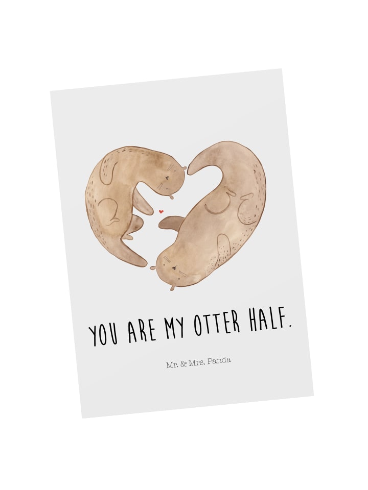 Postkarte Otter Herz mit Spruch in Weiß