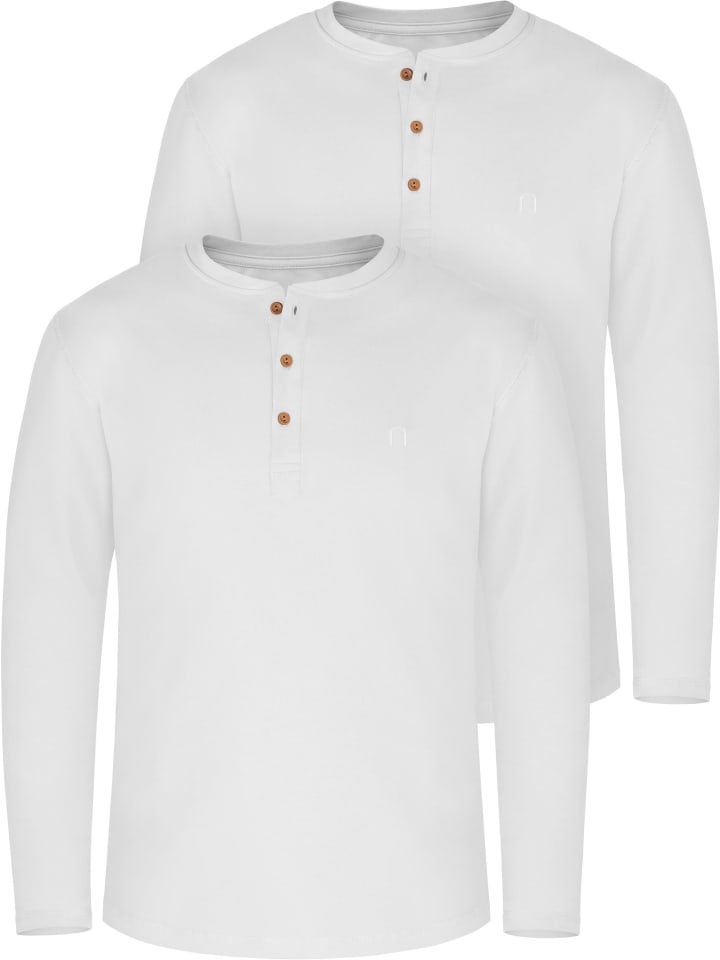 2er Set Herren Langarm Shirts aus Bio-Baumwolle Neuville in Weiß