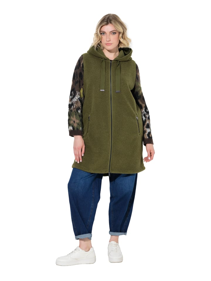 Long-Weste in dunkel khaki