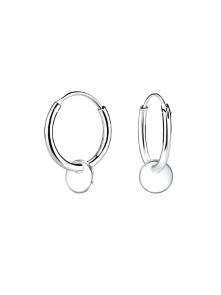 Ohrringe mit Charm-Anhänger GEO PLÄTTCHEN in 925 Silber - 2-tlg. in silber