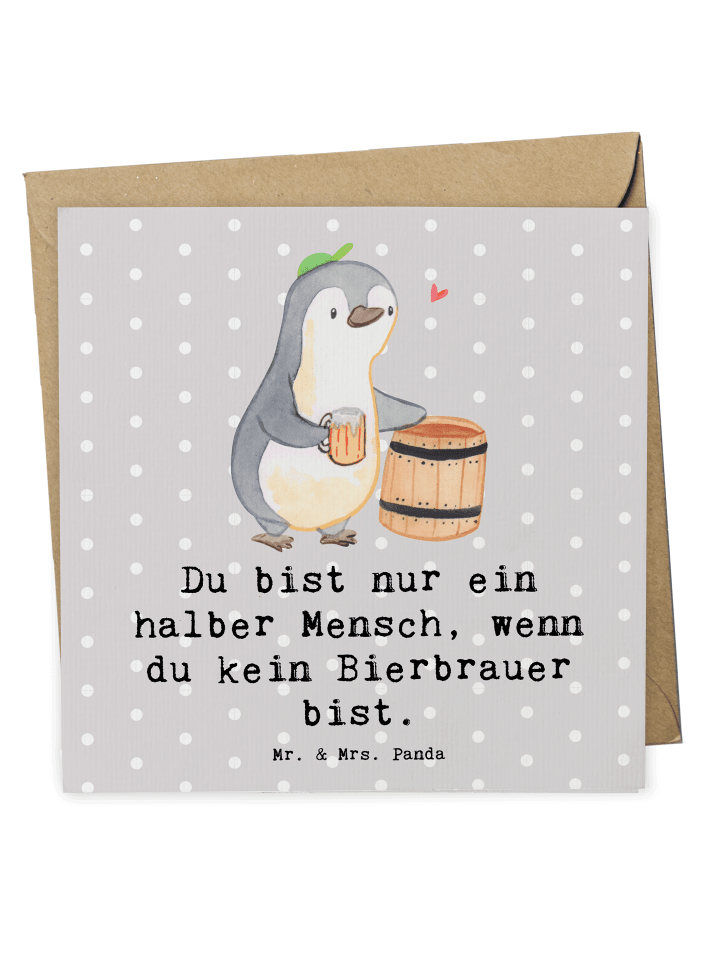 Deluxe Karte Bierbrauer Herz mit Spruch in Grau Pastell