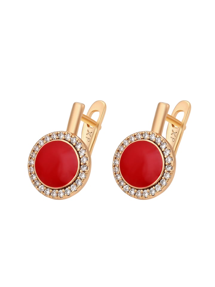 Women Drop Earrings in Rose Gold Red