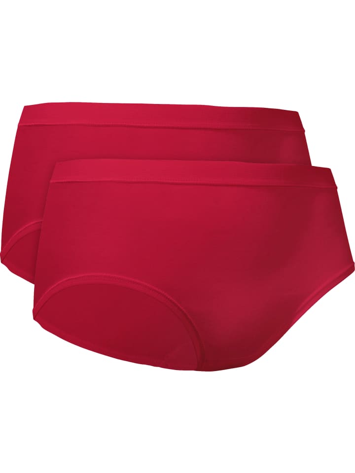 Baumwolle, Feinripp Taillenslip 2er-Pack in rot