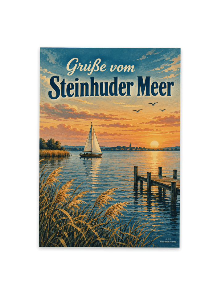 Postkarte See klassisch Design mit Spruch in Weiß