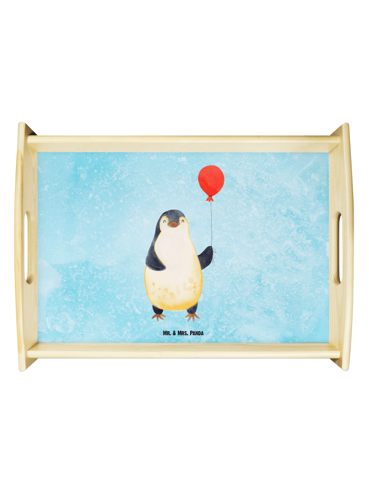 Servierplatte Pinguin Luftballon ohne Spruch in Eisblau