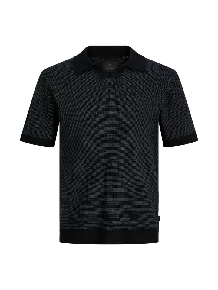 Poloshirt Blahudson Knit Split Neck in Schwarz