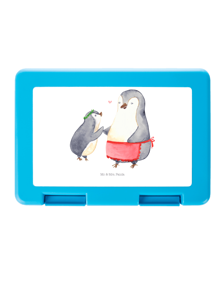 Brotdose Pinguin mit Kind ohne Spruch in Weiß