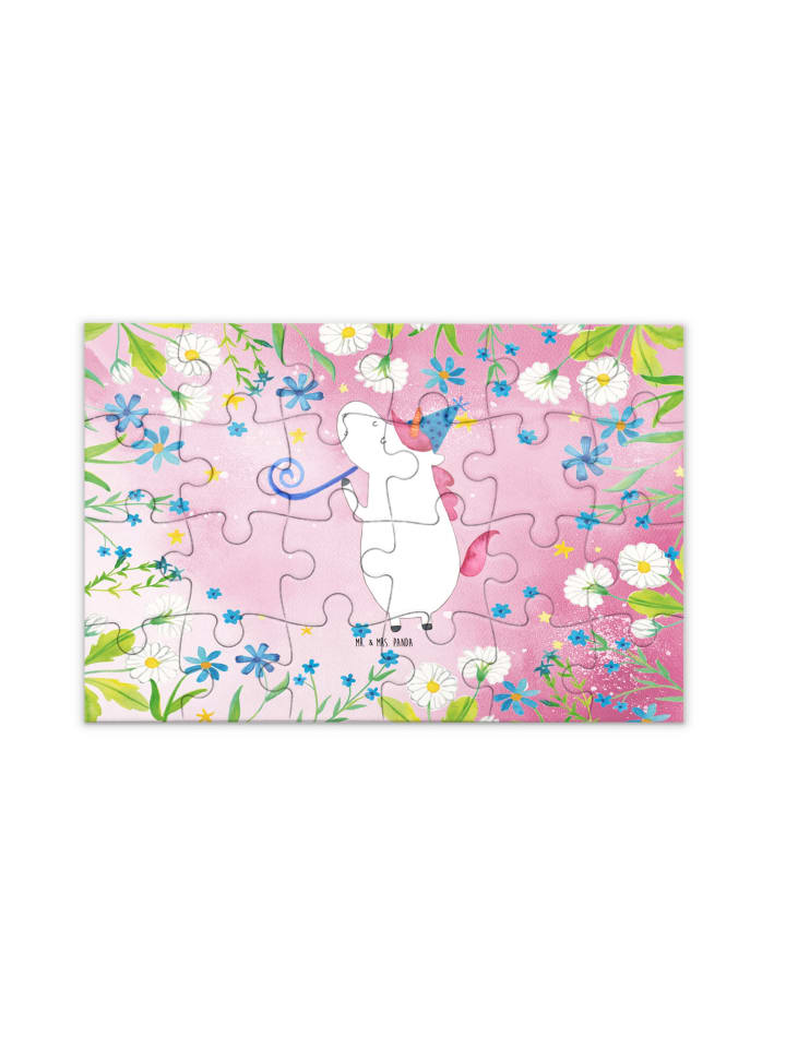 Puzzle Einhorn Party ohne Spruch in Rot Pastell