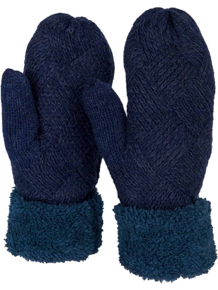 Strick Fäustlinge Handschuhe in Dunkelblau