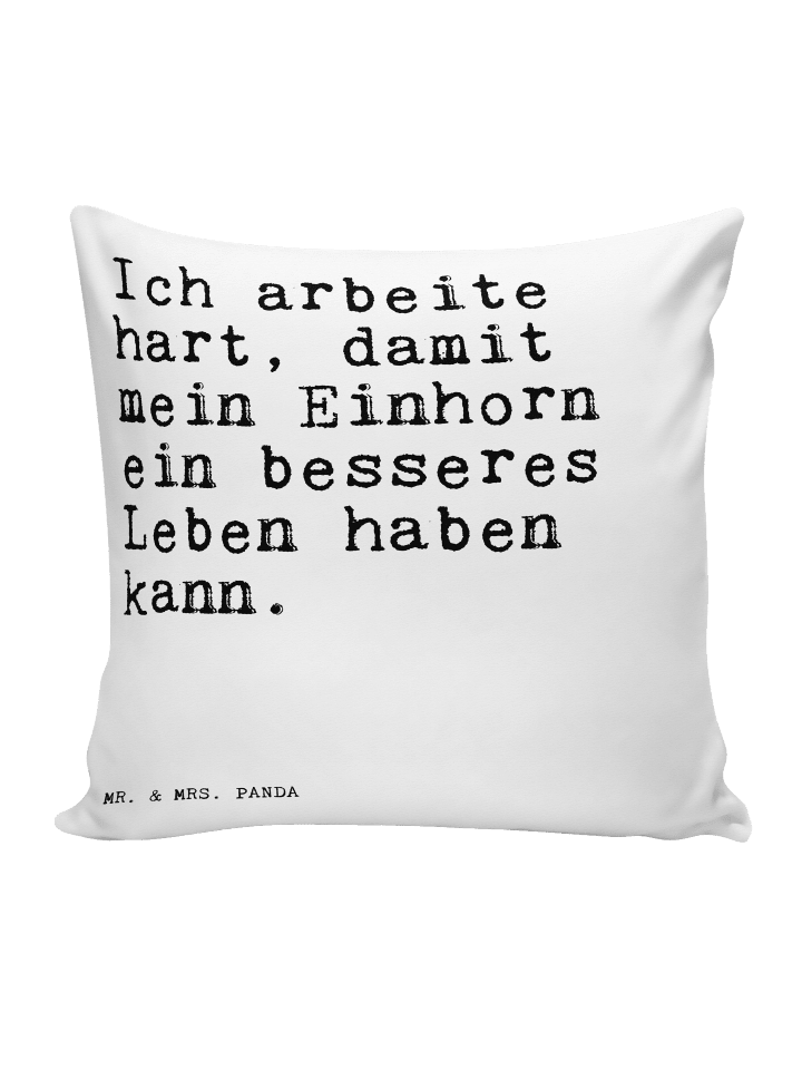 Kopfkissen Ich arbeite hart, damit... mit Spruch in Weiß