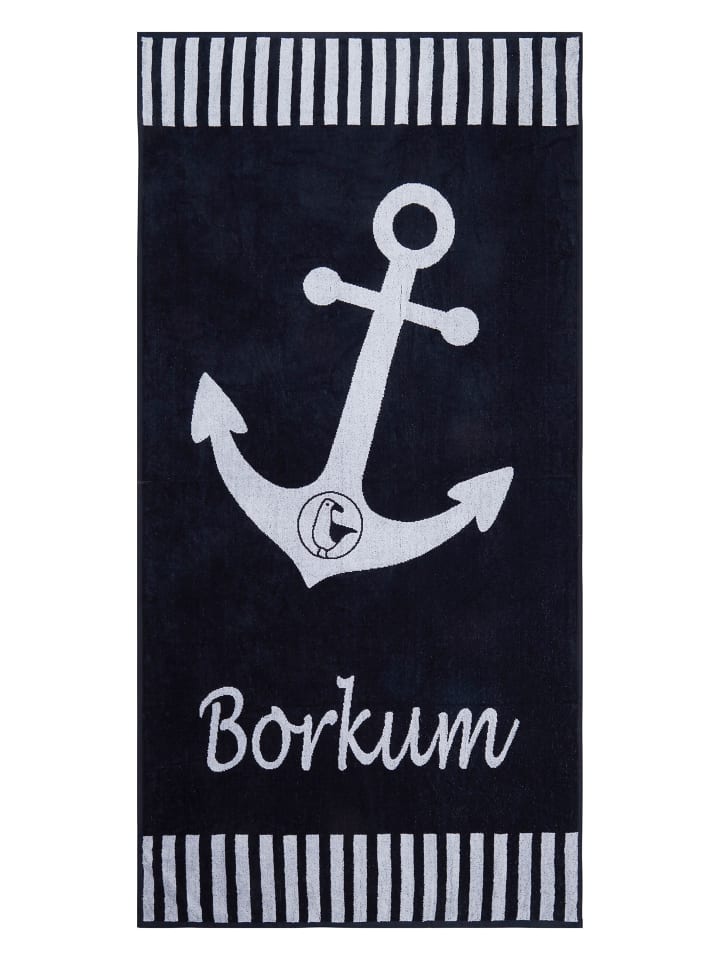 Strandhandtuch "Borkum" 180x88cm in navy-white