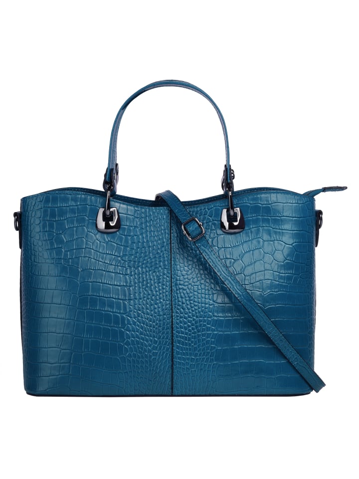 Handtasche echt Leder in dunkelblau