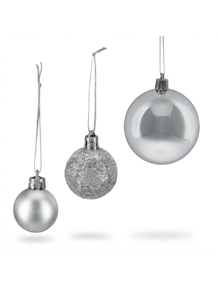 50-tlg. Weihnachtskugeln Set in Silber