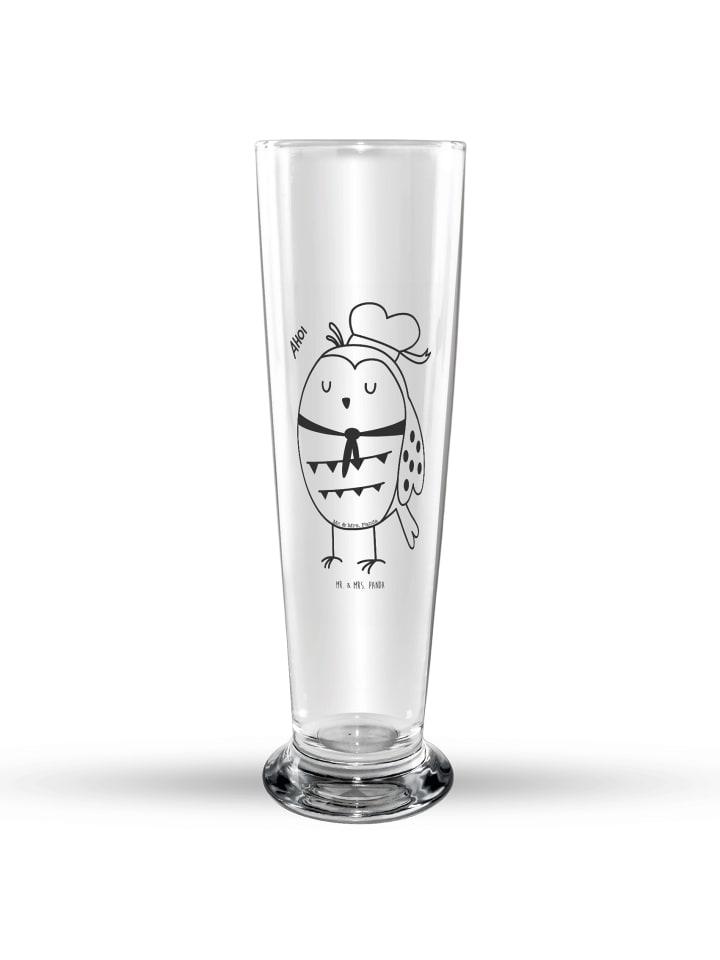 Bierglas Eule Matrose ohne Spruch in Transparent