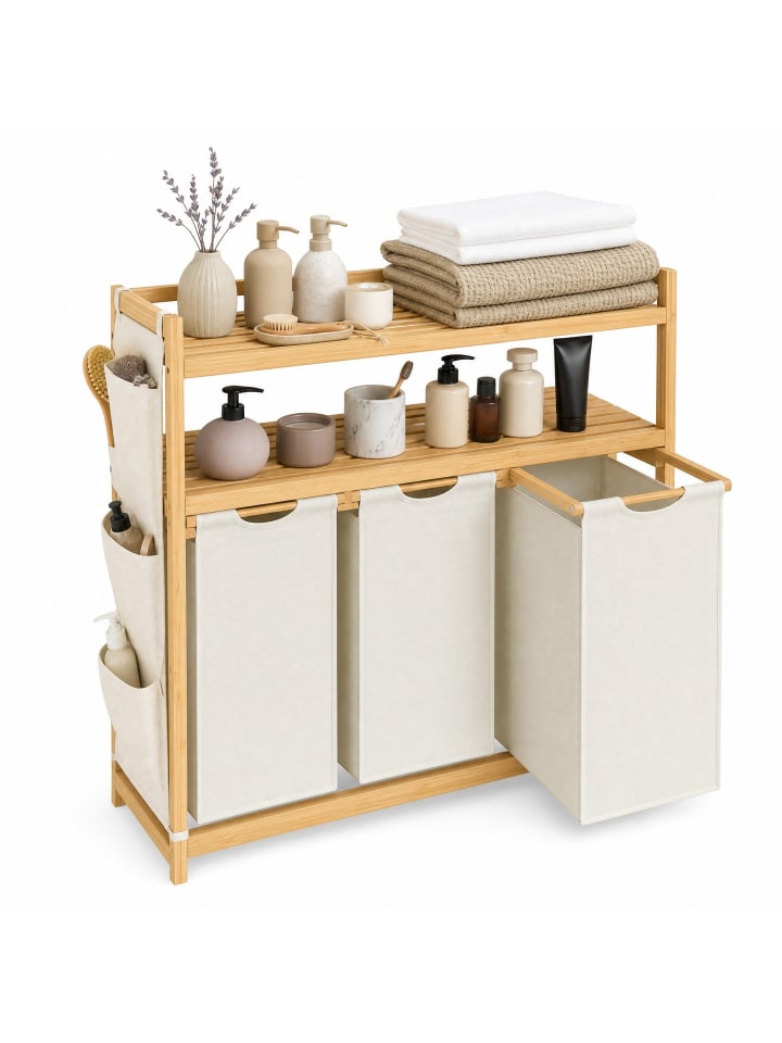 Wäschekorb Rocki in Weiß - (B)33 x (H)94 x (T)98 cm