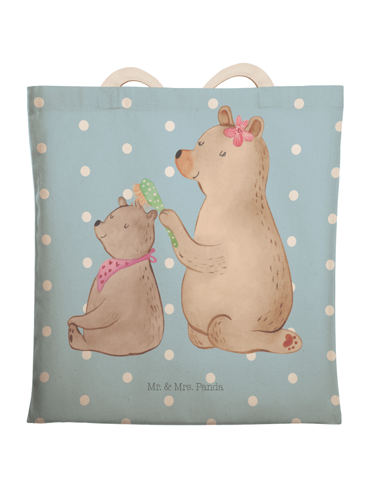 Tote Bag Bär Kind ohne Spruch in Blau Pastell