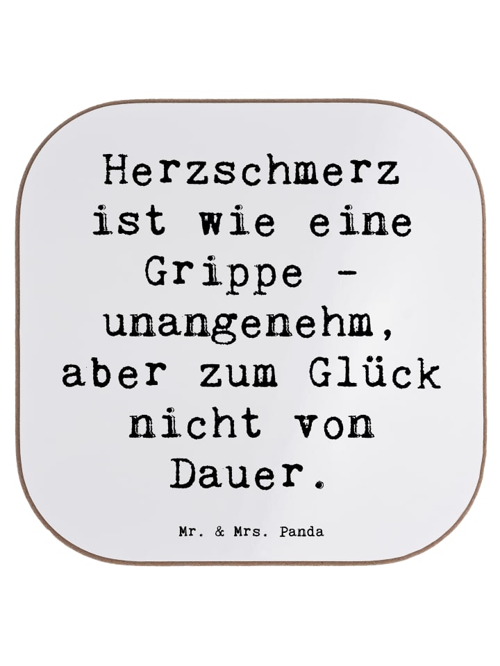 gläseruntersetzer Spruch Herzschmerz Grippe mit... in Weiß