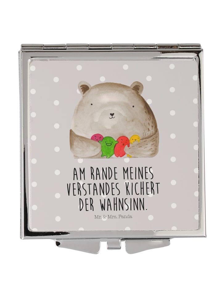 Beautyspiegel Bär Gefühl mit Spruch in Grau Pastell