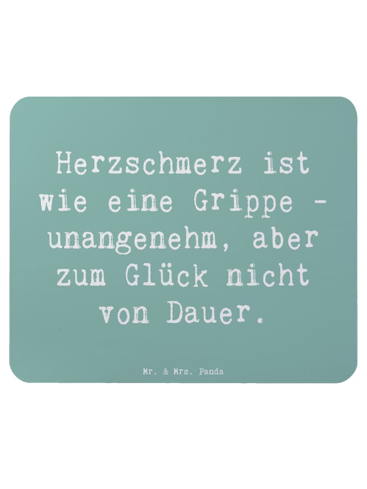 Maus Pad Spruch Herzschmerz Grippe mit Spruch in Meeresbrise