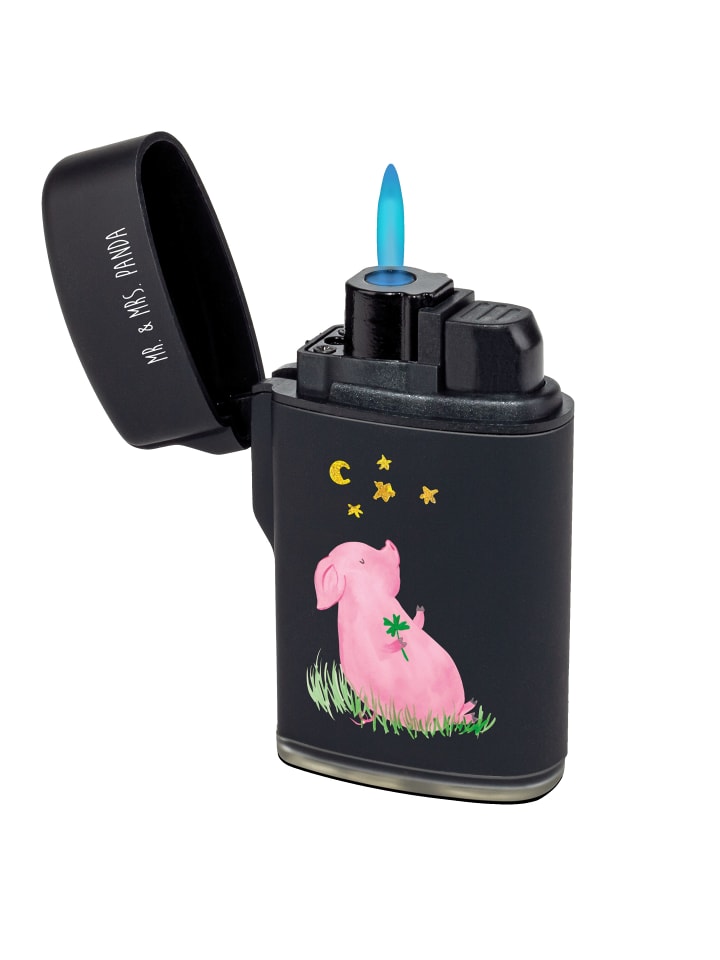 Feuerzeug Schwein Glück ohne Spruch in Schwarz