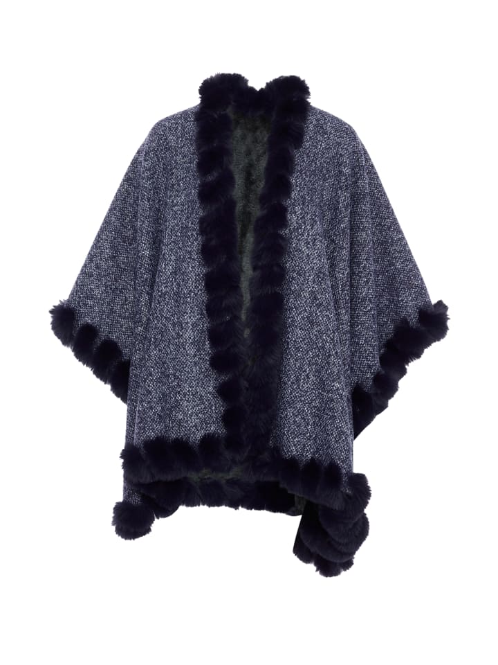 Women Poncho in Marine