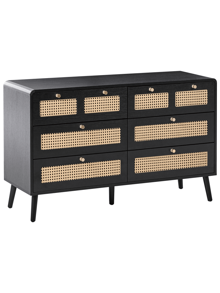 Kommode MOURA in Schwarz/Braun/Gold - (W) 120 x (H) 74 x (L) 40 cm