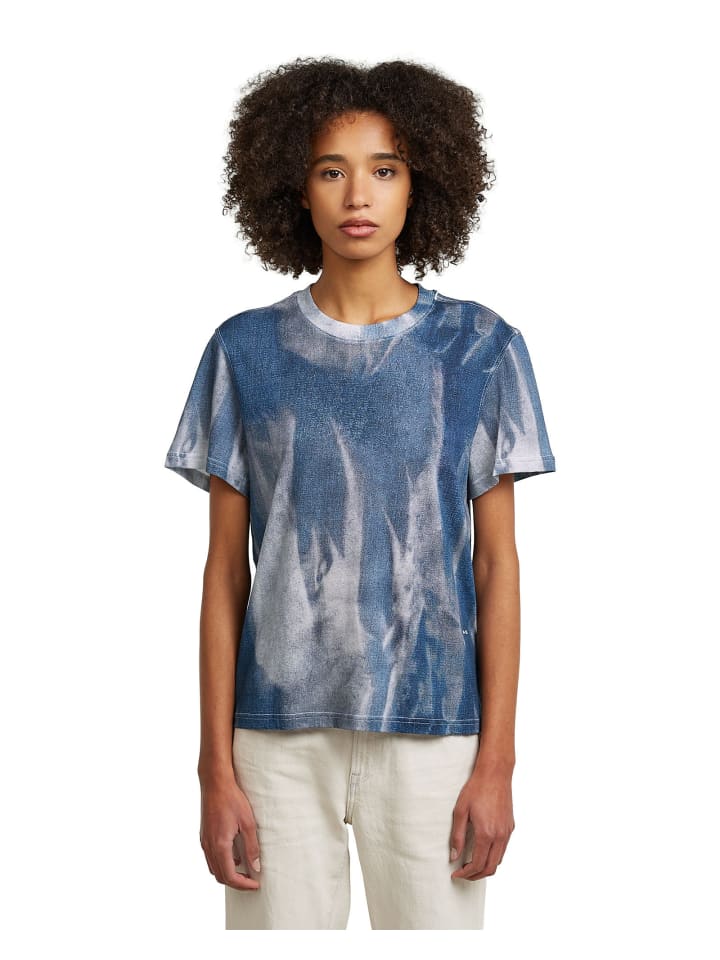 Denim Print T-Shirt denim flame aop