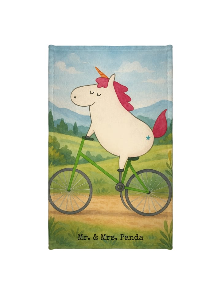 Handtuch Einhorn Radfahrer Design ohne Spruch in Weiß