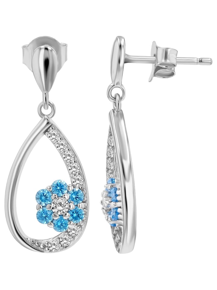 Damen Ohrringe – Ohrhänger aus 925 Silber mit Zirkonia in silber