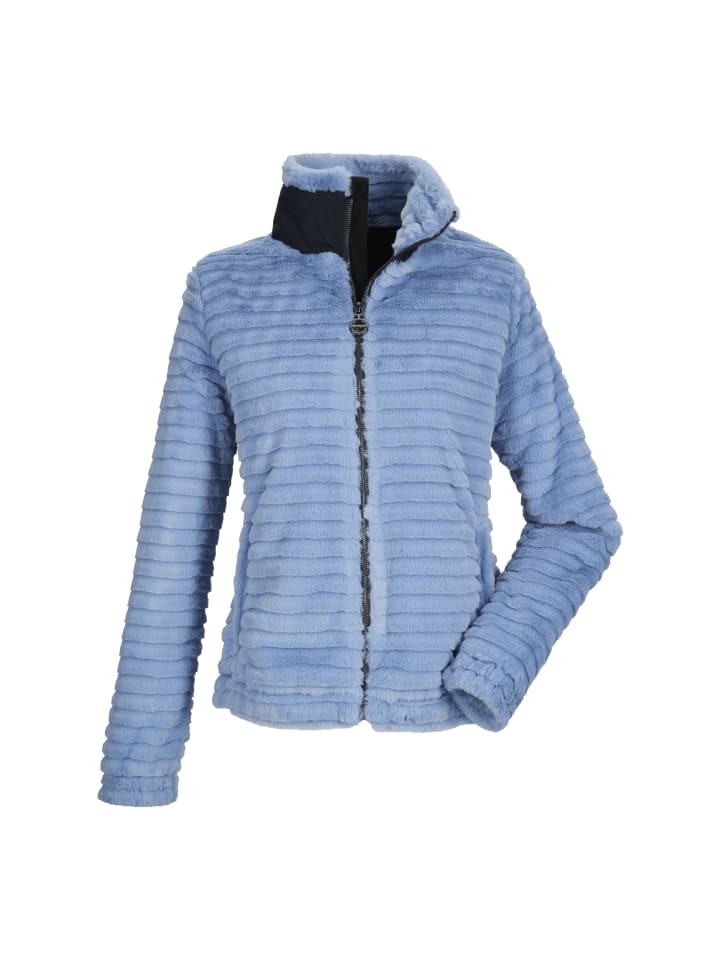 Fashion Fleecejacke mit Stehkragen in Blau3056