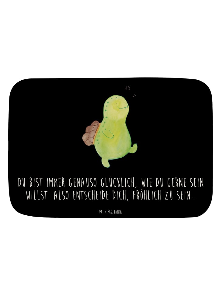Badematte Schildkröte Pfeifen mit Spruch in Schwarz