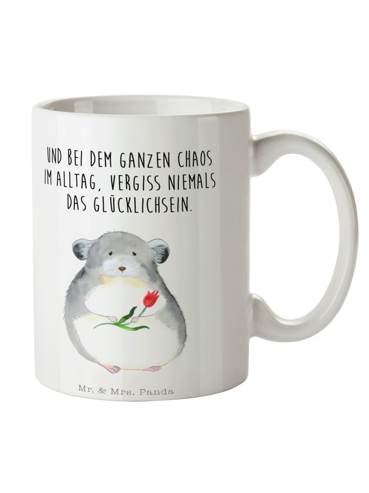 Tasse Chinchilla Blume mit Spruch in Weiß