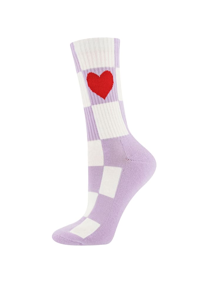Socken Herz/Karo Mini Me in flieder