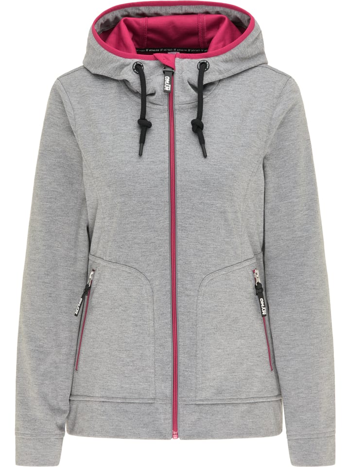 Damen Funktionsjacke in Grau Melange Dunkelpink