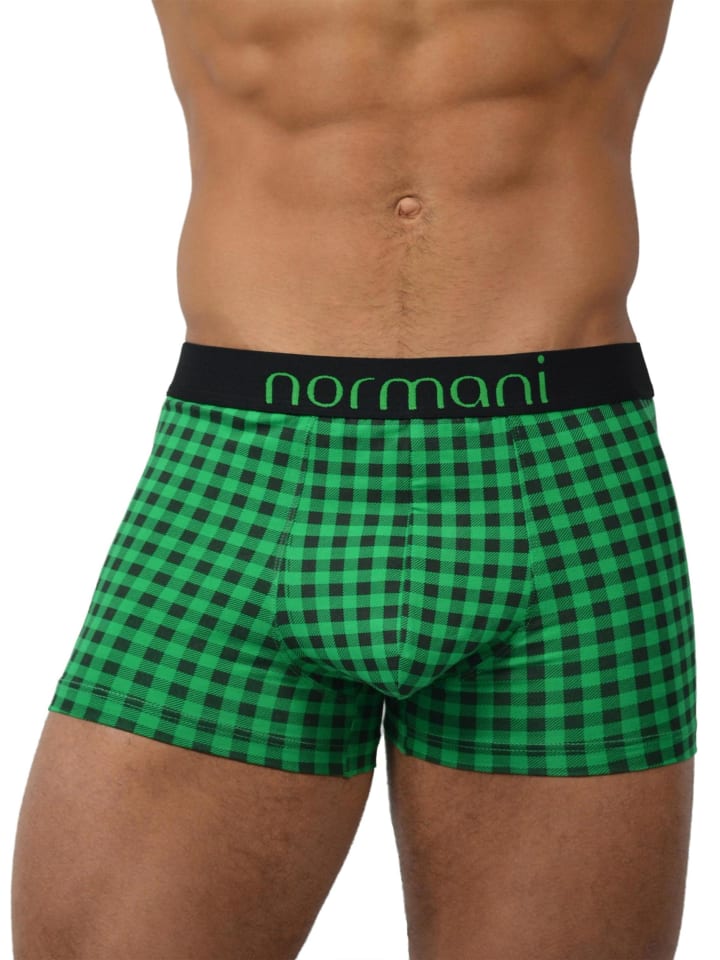 6 Stück Retro Boxershorts aus Baumwolle in Green Check