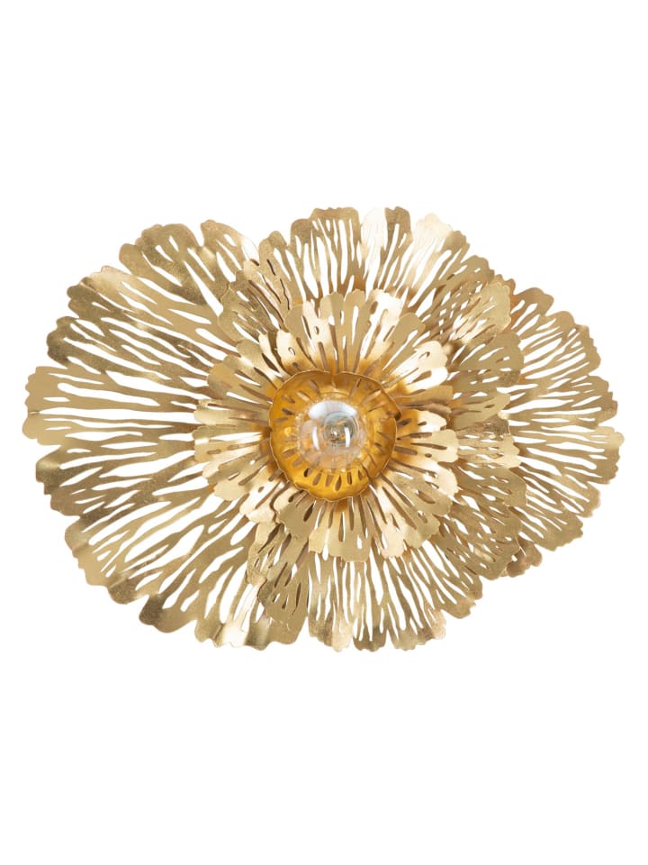Goldene Metallblumen-Applikation, 56,5 x 12 x 42,5 cm