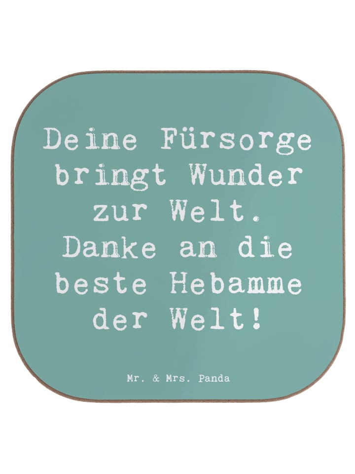 Glasuntersetzer Spruch Beste Hebamme mit Spruch in Meeresbrise