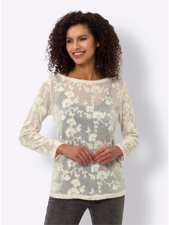 Spitzenshirt in champagner