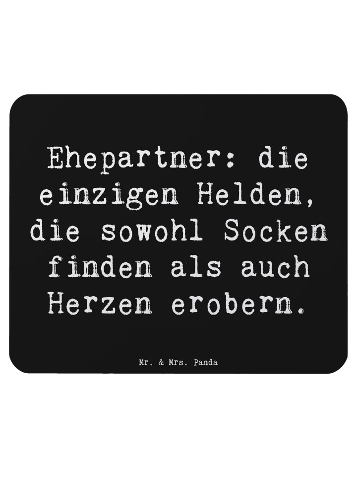 Mauspad Ehepartner Helden mit Spruch in Schwarz
