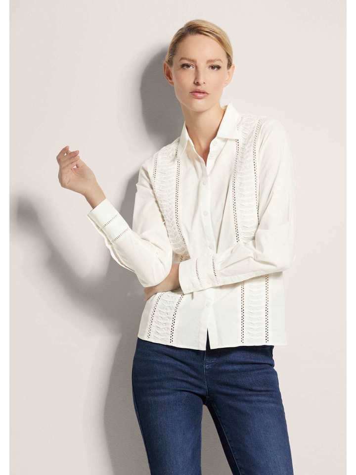 Bluse mit Cut Outs in wollweiß