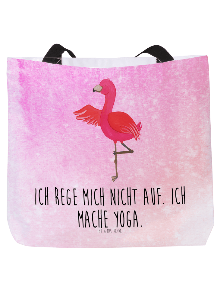 Tasche Flamingo Yoga mit Spruch in Aquarell Pink
