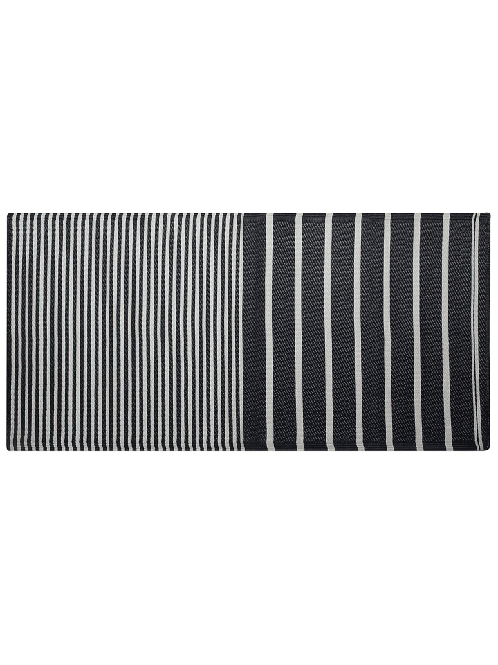 Outdoorteppich HALDIA in Schwarz/Weiß - (W) 90 x (H) 0.5 x (L) 180 cm