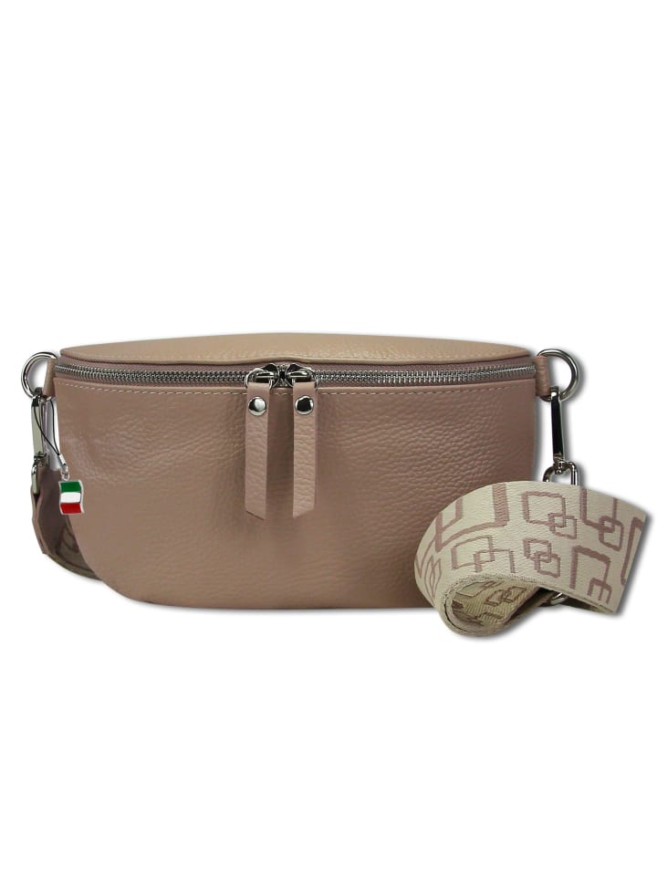 Gürteltasche Leder rosa, mehrfarbig ca. 25cm