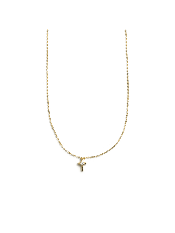 Halskette mit funkelnden Zirkonia-Steinen, 18 Karat Gelbgold-Finish – Lanka