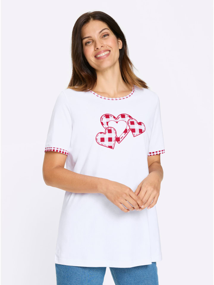 Longshirt in weiß-rot