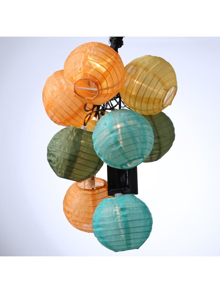 LED Solar Lichterkette 10 Lampions in bunt - L: 4,5m