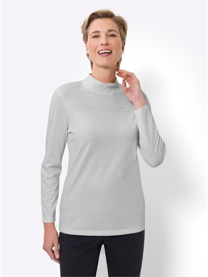 Stehkragen-Shirt in hellblau